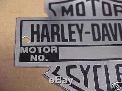 Harley Davidson Moto Cycle Badge Cadre ou Moteur Données Plaque Emblème Choix