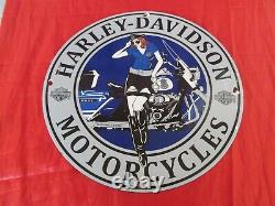 Harley Davidson Motorcycles Plaque Emaillee Pin-up Police USA / Moto