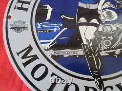 Harley Davidson Motorcycles Plaque Emaillee Pin-up Police USA / Moto