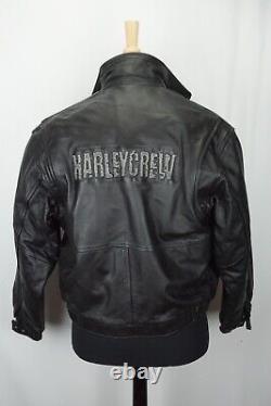 Harley Davidson Ras Cuir Noir Moto Motard Veste Taille Petit Fabriqué En USA