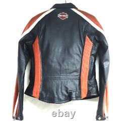 Harley Davidson Veste Cuir Noir Orange Taille Petit De Japon