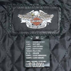 Harley Davidson Veste Cuir Noir Orange Taille Petit De Japon