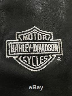 Harley-davidson Noir Cuir Moto Gilet -hommes Taille Petit