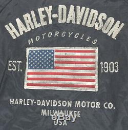 Hommes Harley Davidson Nylon Toile Cordura Veste M Noir Colton U. Drapeau Barre