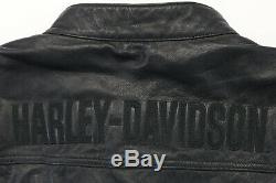 Hommes Harley Davidson Veste Cuir 2XL Noir Spoiler 98016-10VM Orifice Barre Zip