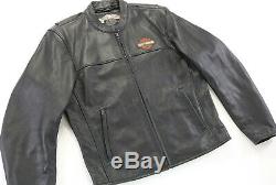 Hommes Harley Davidson Veste Cuir 2XL Stock 98112-06VM Noir Barre Bouclier Zip