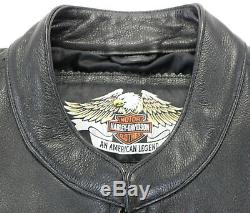 Hommes Harley Davidson Veste Cuir 2XL Stock 98112-06VM Noir Barre Bouclier Zip