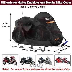 Housse de moto Trike pour Harley Davidson à 3 roues Étanche Rangement ext