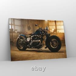 Impression sur Verre 120x80cm Tableaux Image Photo Harley-Davidson Moto Moteur