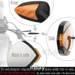 KiWAV rétroviseurs FLASH OVAL chromé avec LED pour Harley-Davidson moto