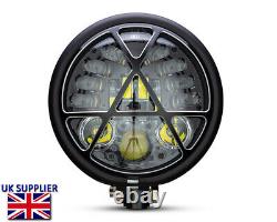 LED Personnalisé Phare Noir Mat pour Harley Davidson Projet Chopper Moto