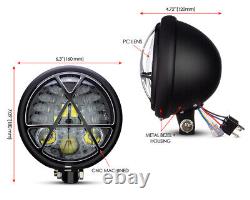 LED Personnalisé Phare Noir Mat pour Harley Davidson Projet Chopper Moto