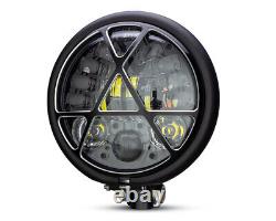 LED Personnalisé Phare Noir Mat pour Harley Davidson Projet Chopper Moto