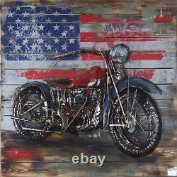 Moto Dimensionnel Métal Art Harley Davidson Moteur Vélo Peinture Murale Décor