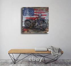 Moto Dimensionnel Métal Art Harley Davidson Moteur Vélo Peinture Murale Décor