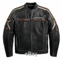 Nouveaux hommes en cuir noir veste Biker Cafe Racer rétro comme Harley Davidson