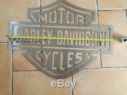 Rare Grande Plaque Publicitaire Logo Harley Davidson, Moto Motard Biker, Grand