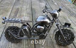 Sculpture Moto Métal Harley Davidson Type Chopper Fait Main Collection
