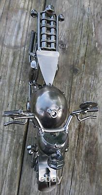 Sculpture Moto Métal Harley Davidson Type Chopper Fait Main Collection