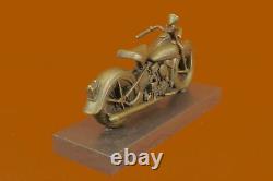 Signée Original Fonte Harley Davidson Moto Bronze Sculpture Statue Cadeau