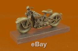 Signée Original Fonte Harley Davidson Moto Bronze Sculpture Statue Cadeau