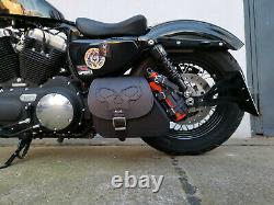 Sporty Crâne Noir Ailier Selle Sac Sacoches de Moto Harley Davidson Sportster
