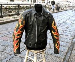 Veste Blouson en cuir Ashe Gee style Harley Davidson moto vintage byker tg L