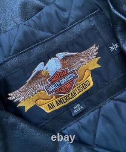 Veste de motard femme vintage en cuir lourd HARLEY DAVIDSON USA taille M