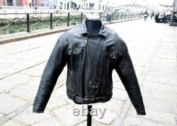 Veste moto perfecto biker cuir moto vintage Harley Davidson noir agé