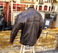 Veste vintage en cuir de moto des années 70 byker Harley Davidson taille XL