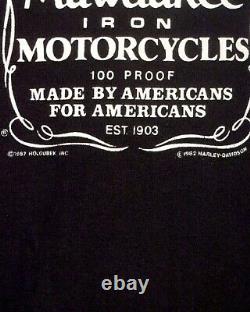 Vintage 80s 3D Emblem Harley Davidson Milwaukee Fer Motos Sweat XL