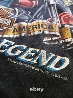 Vintage 90s 3D Emblem T Shirt Harley Davidson Motos Live The Legend USA