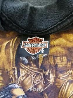 Vintage 90s 3D Emblem T Shirt Harley Davidson Motos Live The Legend USA