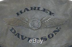 Vintage Hommes Harley Davidson Billings Veste M M Marron Délavé Fermeture Barre