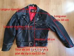 Vintage Perfecto Harley Davidson Motorcycles Cuir Noir Patine Taille XL