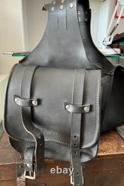 Westernbull Sacs Moto Harley Davidson Latéral de Voyage Cuir Noir Vintage